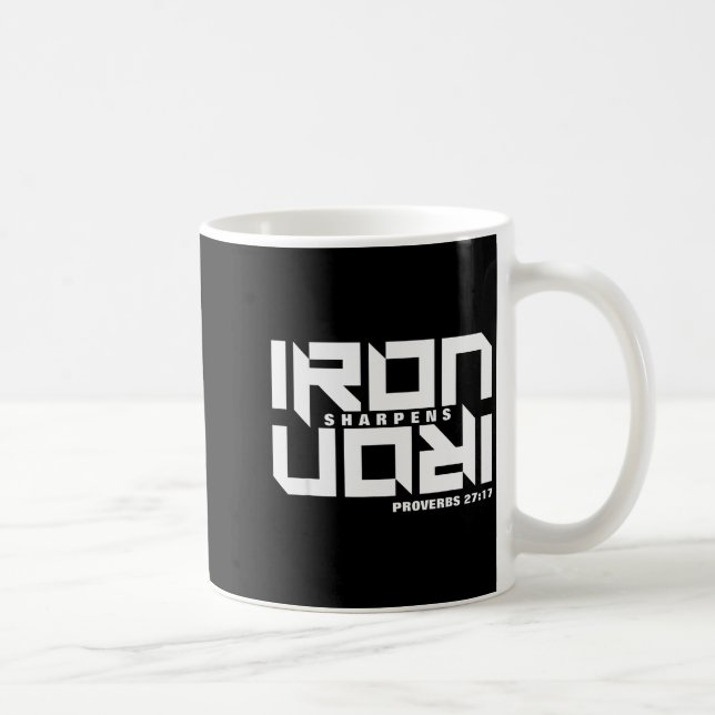 Iron Sharpens Iron Proverbs 27_17 Bible Verse Chri Kaffeetasse (Rechts)