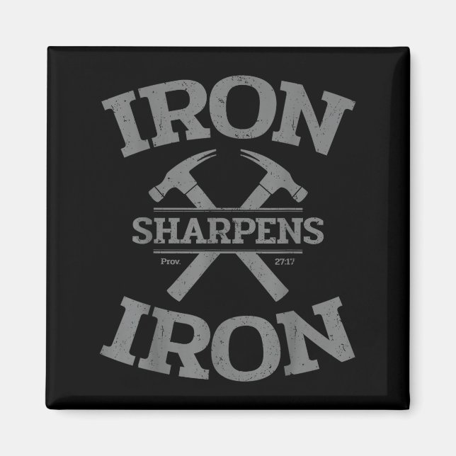 Iron Sharpens Iron Proverbs 27_17 Gym Workout Men  Magnet (Vorne)