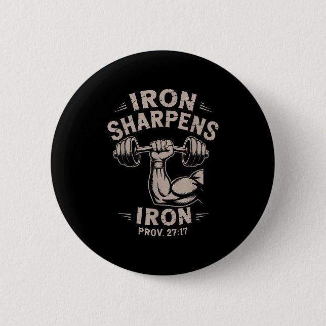 Iron Sharpens Iron Youth Christian Workout Gym Wei Button (Vorderseite)