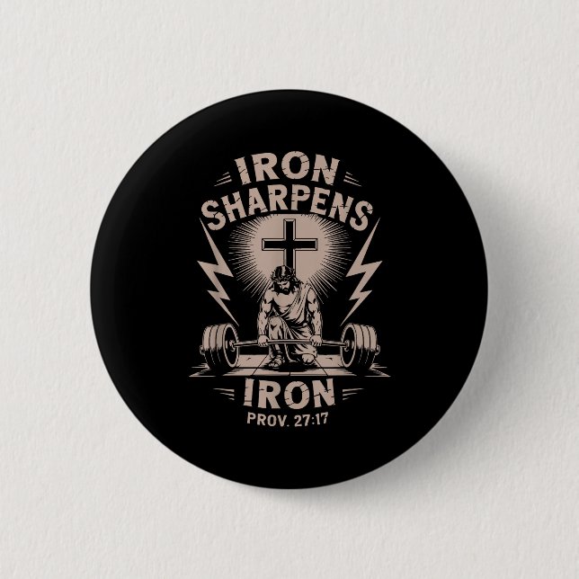 Iron Sharpens Iron Youth Christian Workout Gym Wei Button (Vorderseite)