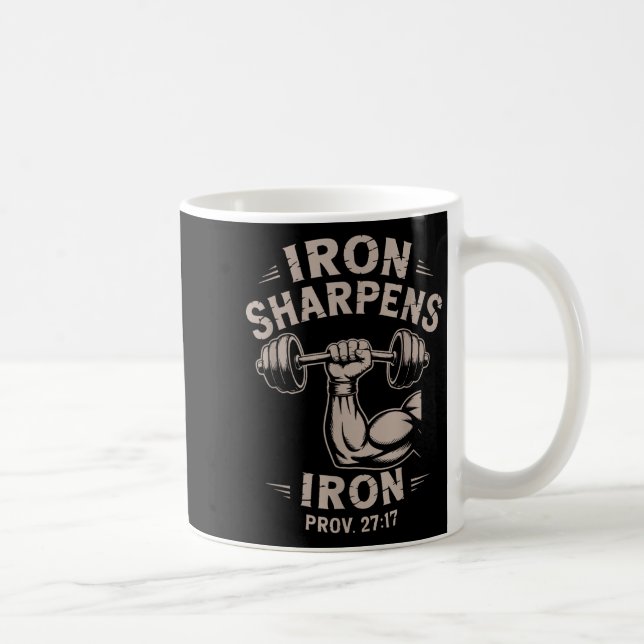 Iron Sharpens Iron Youth Christian Workout Gym Wei Kaffeetasse (Rechts)