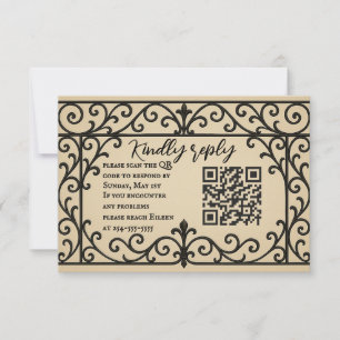 Iron Vow QR Code Wedding RSVP Card Karte
