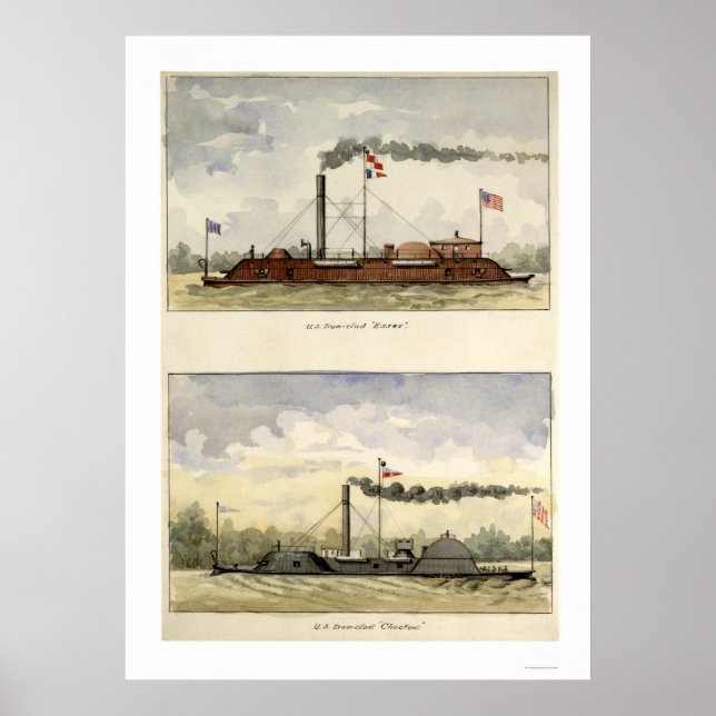 Ironclads Essex and Choctaw von Stouffer 1864 Poster (Vorne)