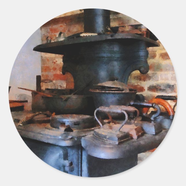 Ironenheizung auf Stove Runder Aufkleber (Vorderseite)