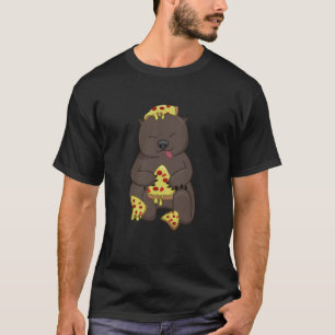 Ironic Wombat Eating Pizza Niedlich Rodent T-Shirt