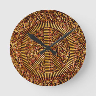 Ironie, Friedenszeichen, Kugeln, Munition Runde Wanduhr