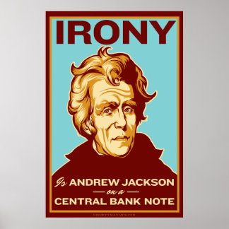 Ironie ist Jackson auf einem Notenposter der Zentr Poster