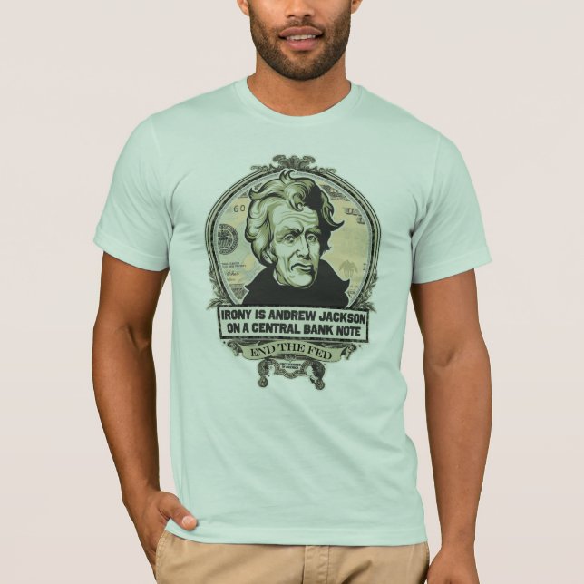 Ironie ist Jackson auf einem zentralen T-Shirt (Vorderseite)