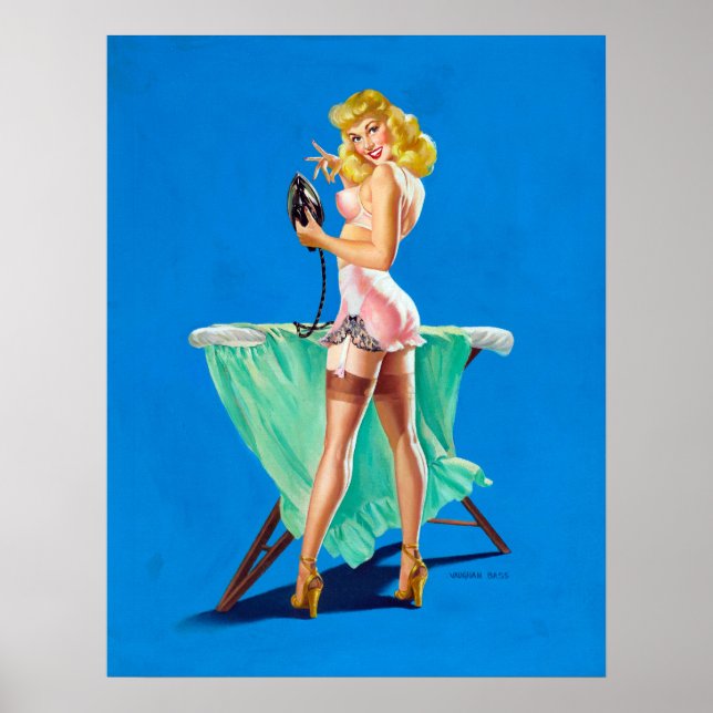 Ironing Girl Button Up Poster (Vorne)