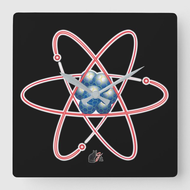 Ironisch Atomisch Quadratische Wanduhr (Vorderseite)