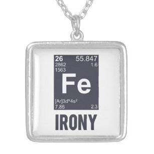 Ironische chemisches Element F.E.-Ironie Versilberte Kette