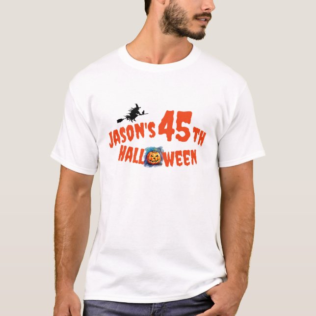Ironische Halloween-Kürbistypografie-Hexe T-Shirt (Vorderseite)