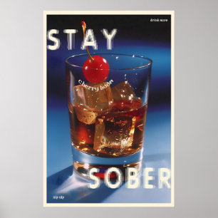Ironischer Kirschcocktail-Druck Retro-Bar-Wandkuns Poster