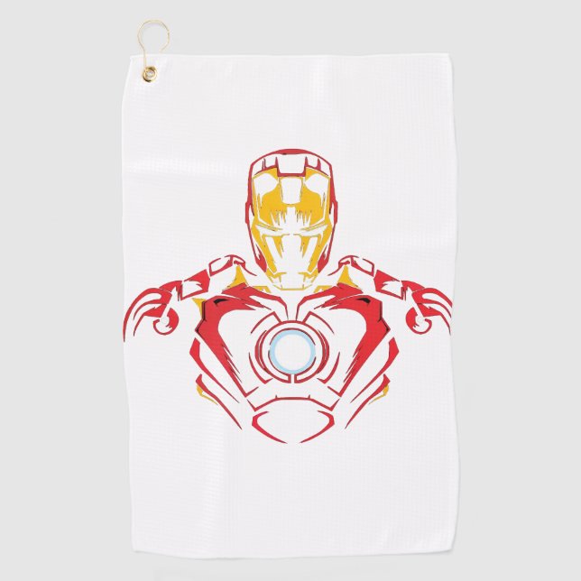 Ironman Vector Anzug - Glühender Arc-Reaktor Golfhandtuch (Vorderseite)