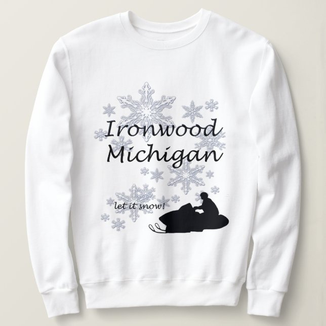 Ironwood Michigan Snowmobile Snow Ladys Sweatshirt (Design vorne)