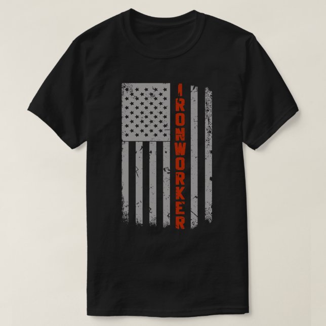 Ironworker, amerikanischer Flaggenpreis T-Shirt (Design vorne)