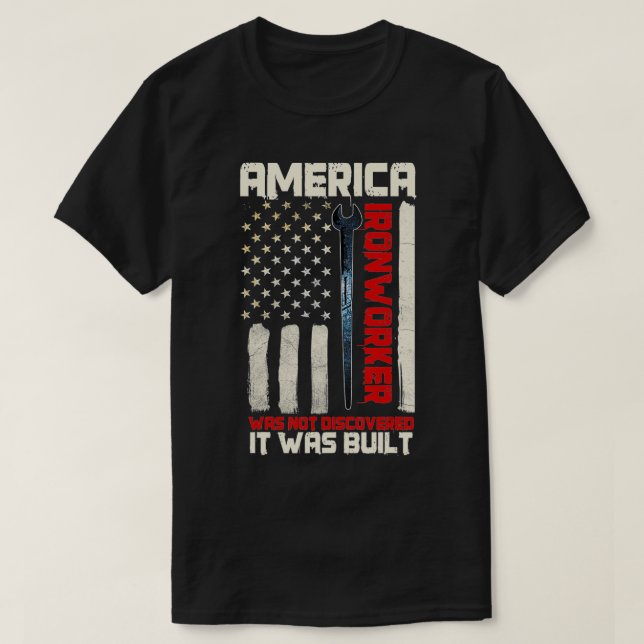 Ironworker Rodbuster Patriot American Flag Metal W T-Shirt (Design vorne)