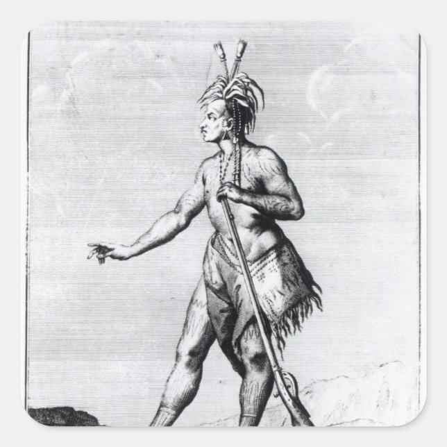 Iroquois Man, Bewohner Kanadas Quadratischer Aufkleber (Vorderseite)