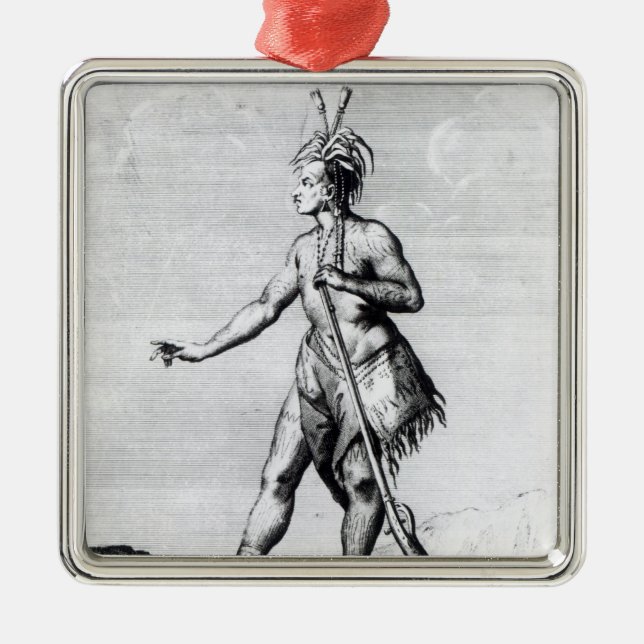 Iroquois Mann, Einwohner von Kanada Silbernes Ornament (Vorne)