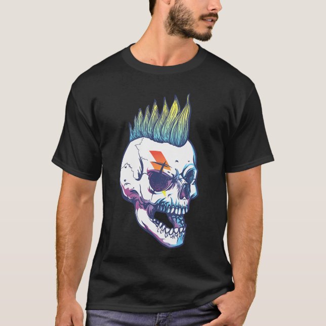 Iroquois Skeleton Scull Punk Rocker Halloween Part T-Shirt (Vorderseite)