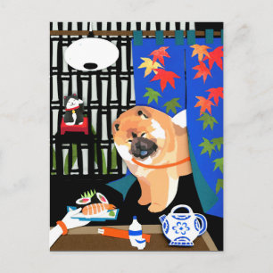 IRRASHAIMASE Chow-Papierausschnitt Postkarte