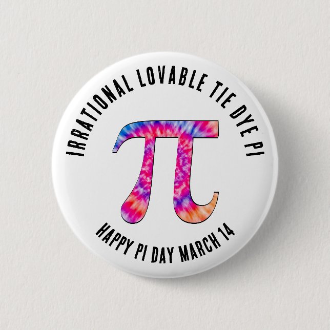 IRRATIONAL GEFÄRBTE KRAWATTE PI Happy Pi Day Button (Vorderseite)