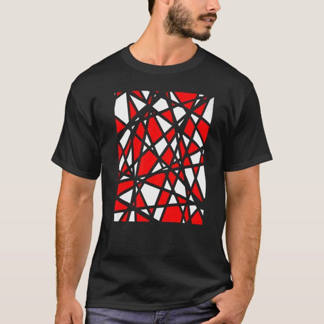 Irregular White Shapes With Red Accents Abstract T-Shirt (Vorderseite)