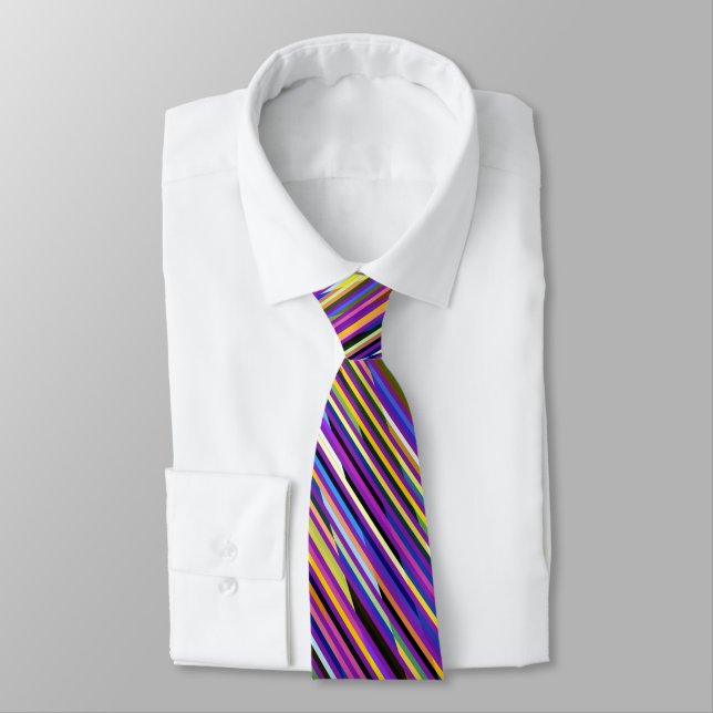 Irridicent Multicolored Stripes Neck Tie Krawatte (Gebunden)