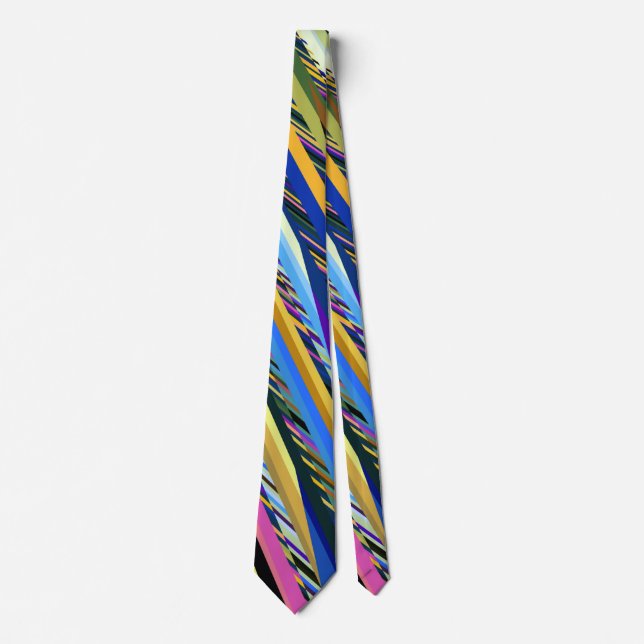Irridicent Retro Multicolore Stripes Neck Tie Krawatte (Vorderseite)