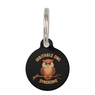 Irritable Owl Syndrom Funny Angry Owl Cartoon Pun Haustiermarke