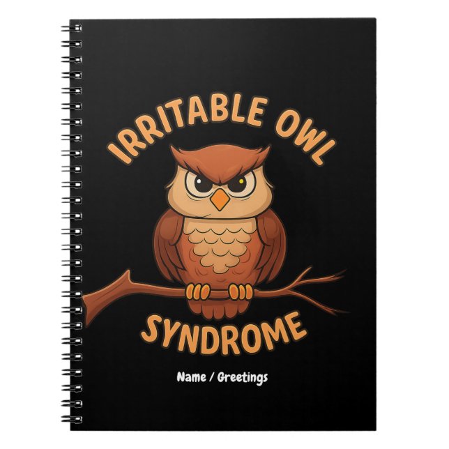 Irritable Owl Syndrom Funny Angry Owl Cartoon Pun Notizblock (Vorderseite)