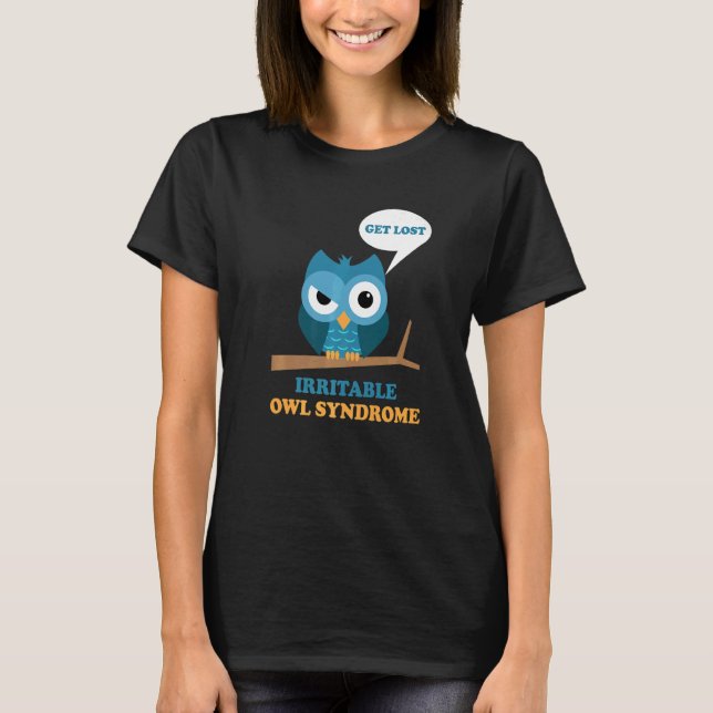 Irritable Owl Syndrom Grumpy Owl Ibs Joke Pun T-Shirt (Vorderseite)