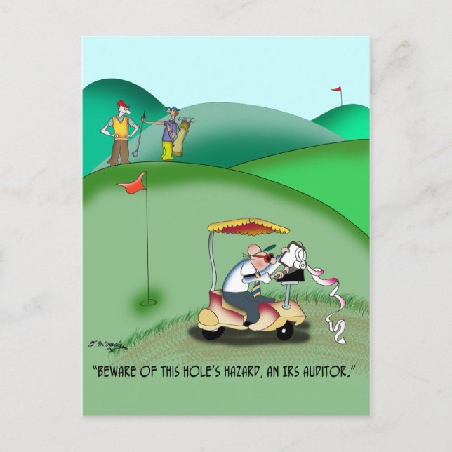 IRS Auditor in einer Golf-Sand-Falle Postkarte (Vorderseite)