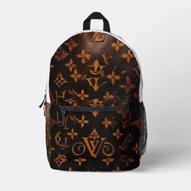 "Irthly Elegance Brown Designer Tasche" Bedruckter Rucksack (Vorderseite)