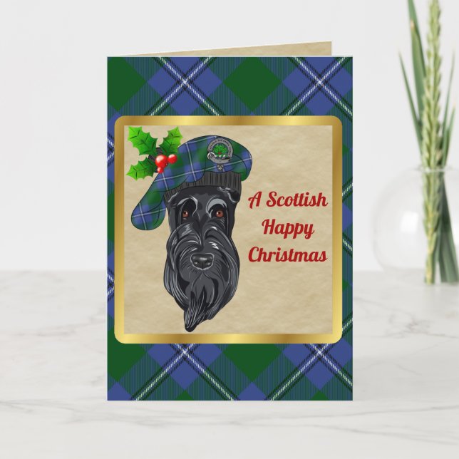 Irvine Clan Abzeichen & Tartan Personalisiert Xmas Karte (Vorderseite)