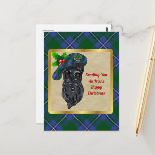 Irvine Clan Abzeichen & Tartan Weihnachten Postkar Postkarte