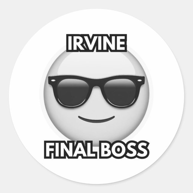 Irvine Final Boss Cool Emoji Sticker (Vorderseite)