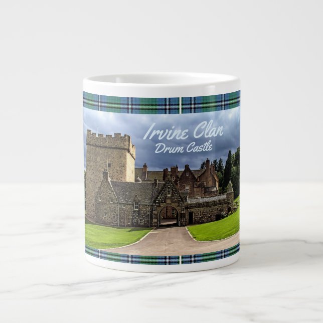 Irvine/Irving Clan Drum Castle & Tartan Jumbo-Tasse (Vorderseite)