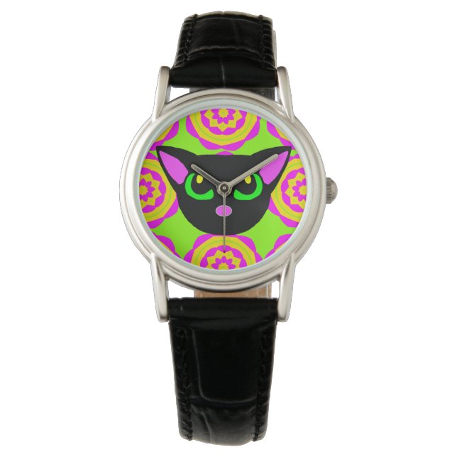 Irving Black Kitty Armbanduhr (Vorderseite)