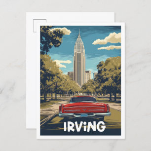 Irving Texas USA Art Vintage Travel Illustration Postkarte