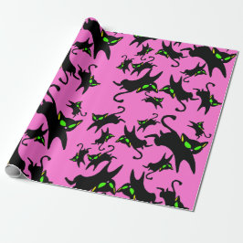 Irving the Black Kitty Pink Geschenkpapier