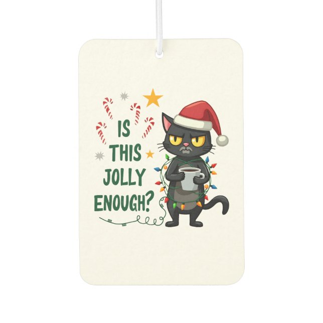 Is This Jolly Enough Black Cat Merry Christmas Tre Autolufterfrischer (Vorderseite)