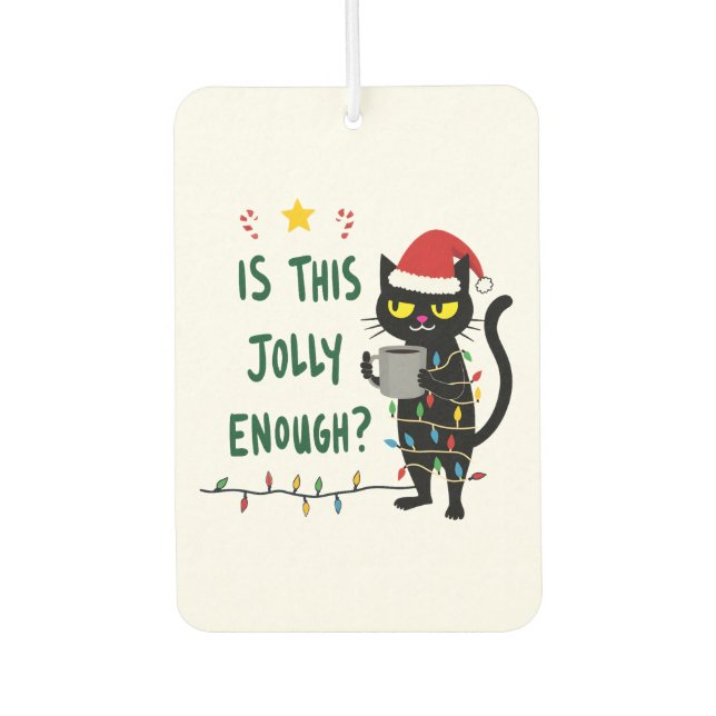 Is This Jolly Enough Black Cat Merry Christmas Tre Autolufterfrischer (Vorderseite)
