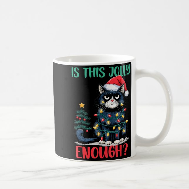 Is This Jolly Enough Cat Christmas Tree Funny Xmas Kaffeetasse (Rechts)