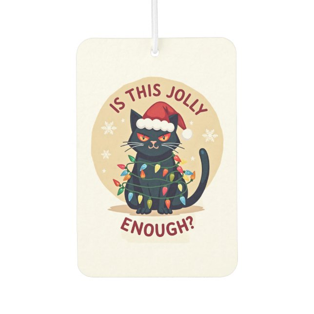Is This Jolly Enough Funny Black Cat Christmas Tre Autolufterfrischer (Vorderseite)