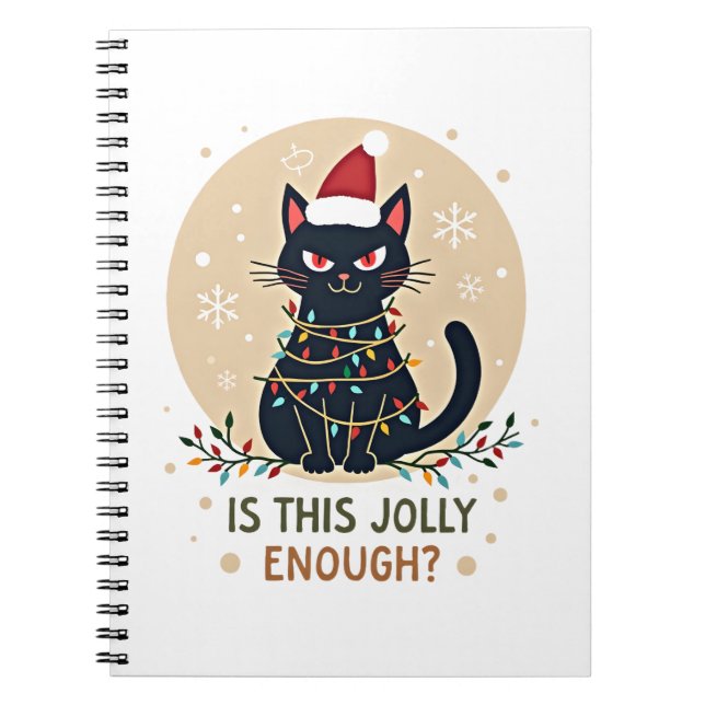 Is This Jolly Enough Funny Black Cat Christmas Tre Notizblock (Vorderseite)