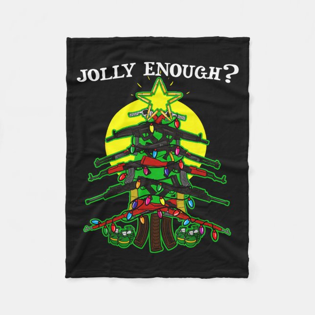 Is This Jolly Enough - Guns Christmas Tree Handgun Fleecedecke (Vorderseite)
