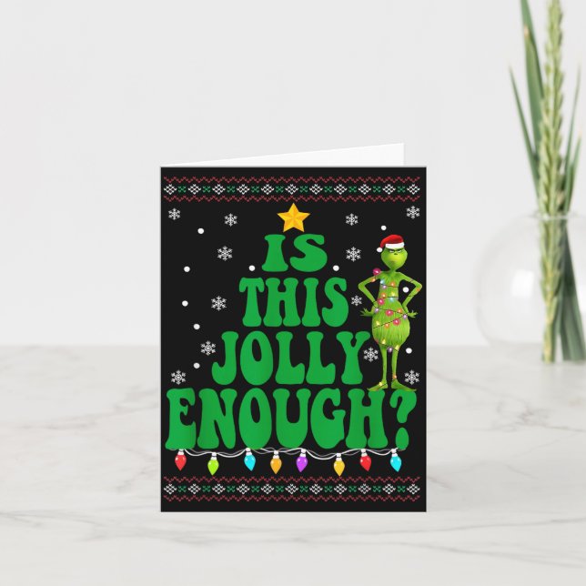 Is This Jolly Enough Merry Christmas Tree Lights F Karte (Vorderseite)