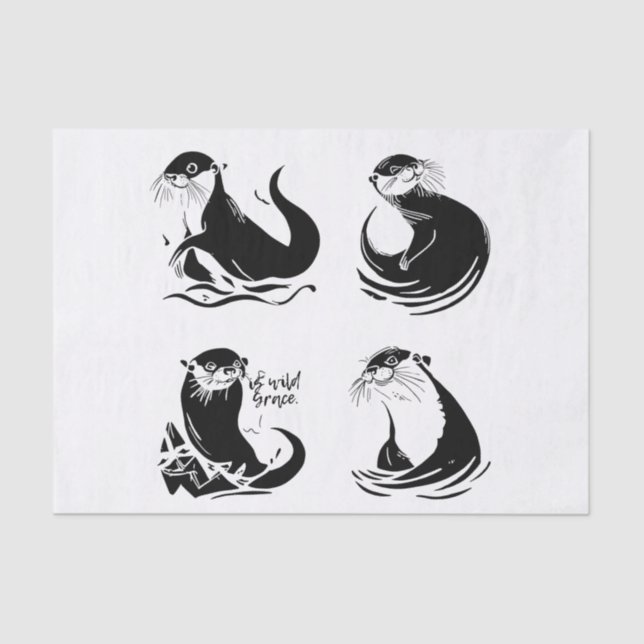 Is Wild Grace – Otter in Motion Minimalist Design Seidenpapier (Vorderseite)