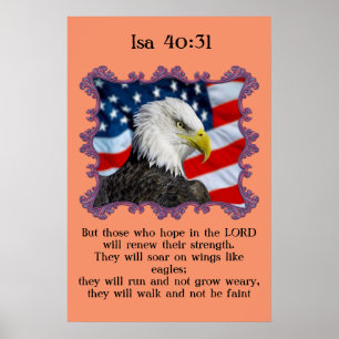 Isa40:31 Mit einem Adler vor der amerikanischen Fl Poster